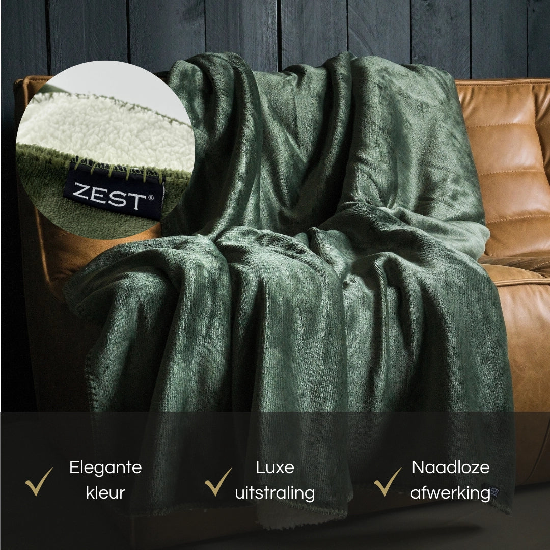 Zest - Plaid - Flannel Fleece - Mørkegrøn (200x150cm)