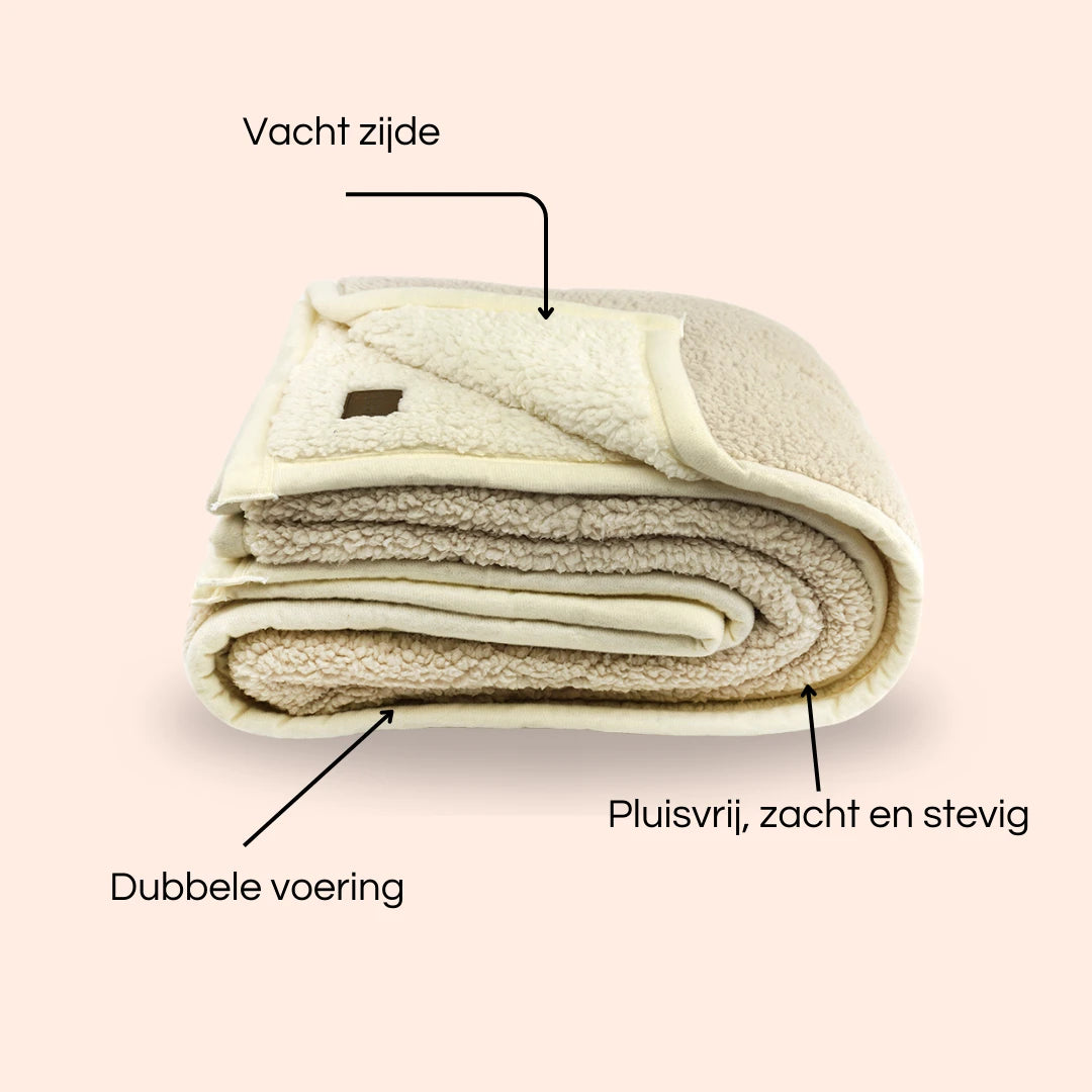 Zest - Plaid - Vacht Zijde - Beige/Ivoor (150x125cm)