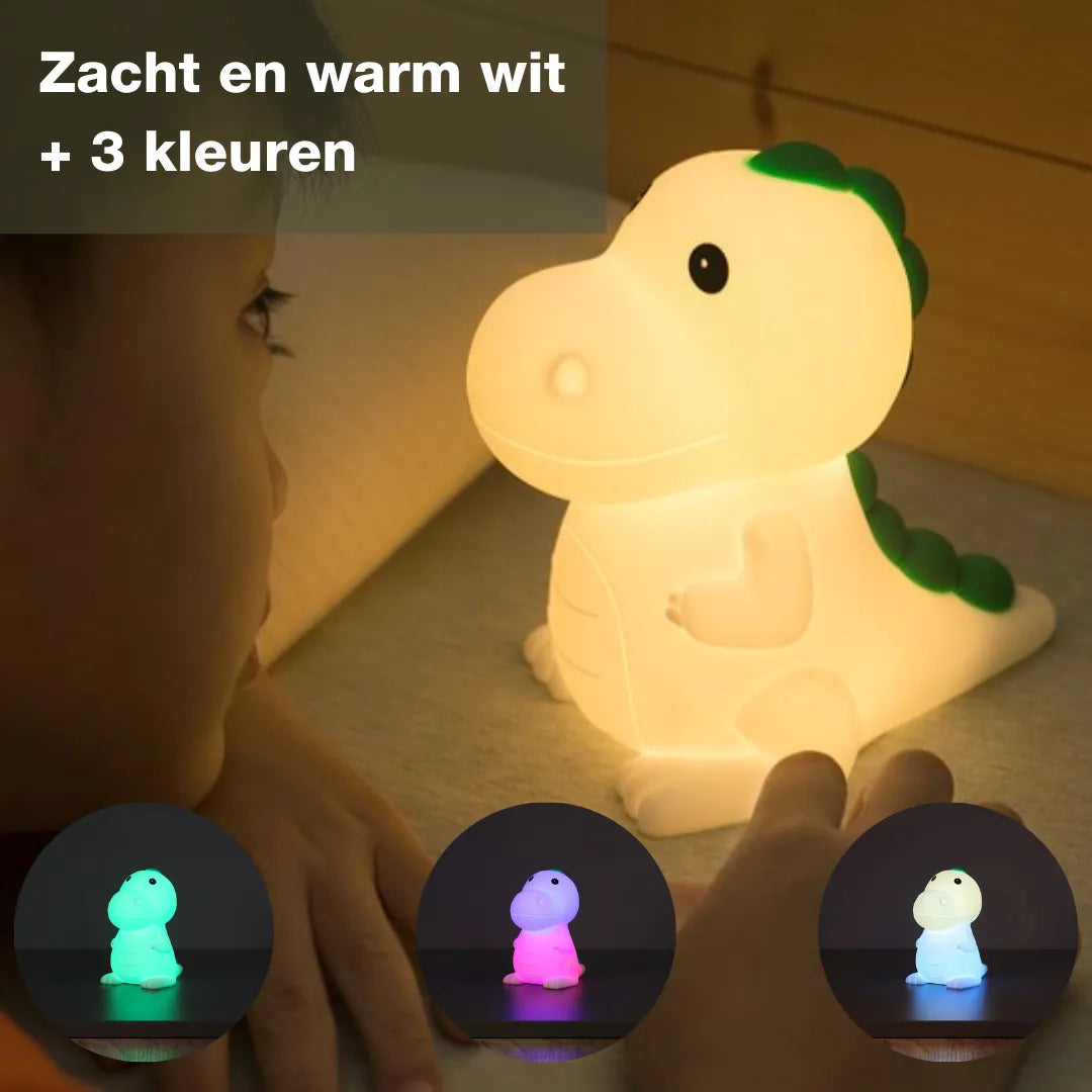 Poldi Dinosaur Night Light – Hvid | Dæmpbar og farveskiftende