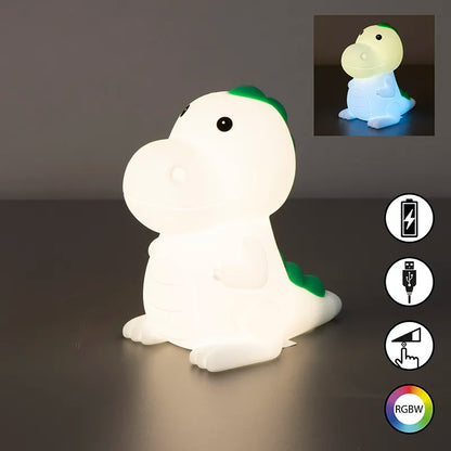 Poldi Dinosaur Night Light – Hvid | Dæmpbar og farveskiftende