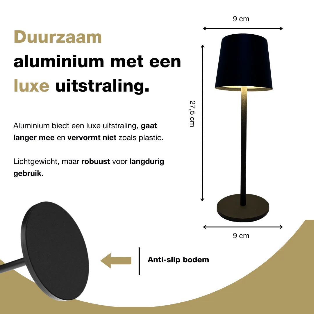 Tafellamp oplaadbaar - Draadloos en dimbaar - Roest