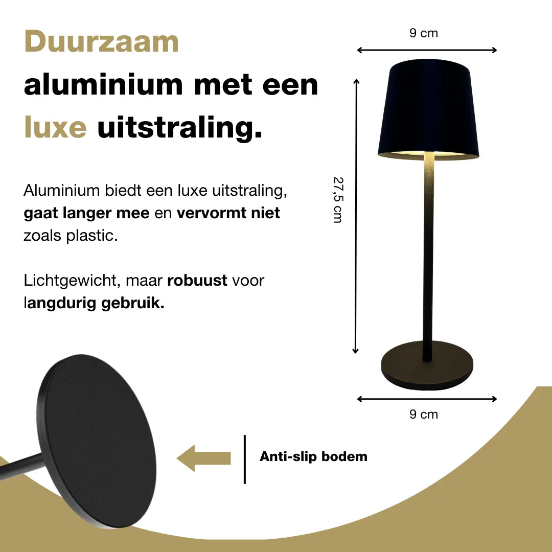 Tafellamp oplaadbaar - Draadloos en dimbaar - Zand grijs