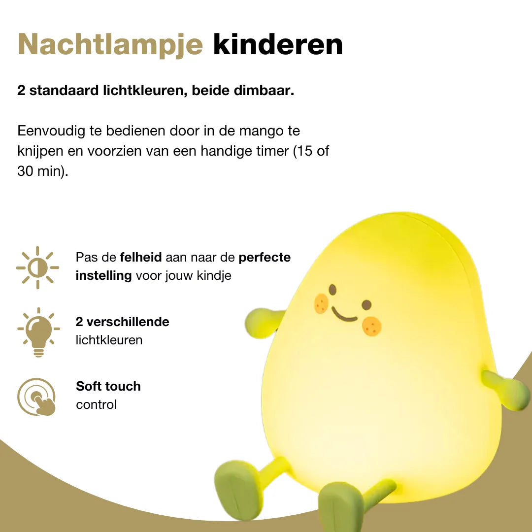 Lia Mango Nachtlamp Babykamer – Groen | Dimbaar & Touch Bediening