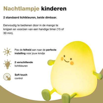 Lia Mango Nachtlamp Babykamer – Groen | Dimbaar & Touch Bediening