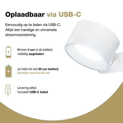 Oplaadbare wandlamp - Dimbaar - Wit